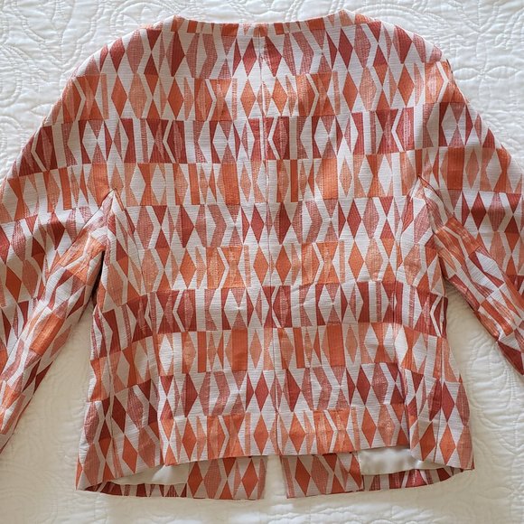 EUC *DONCASTER* Women's Orange/Tan Cotton Silk Blend Blazer Jacket 10 - Picture 7 of 11